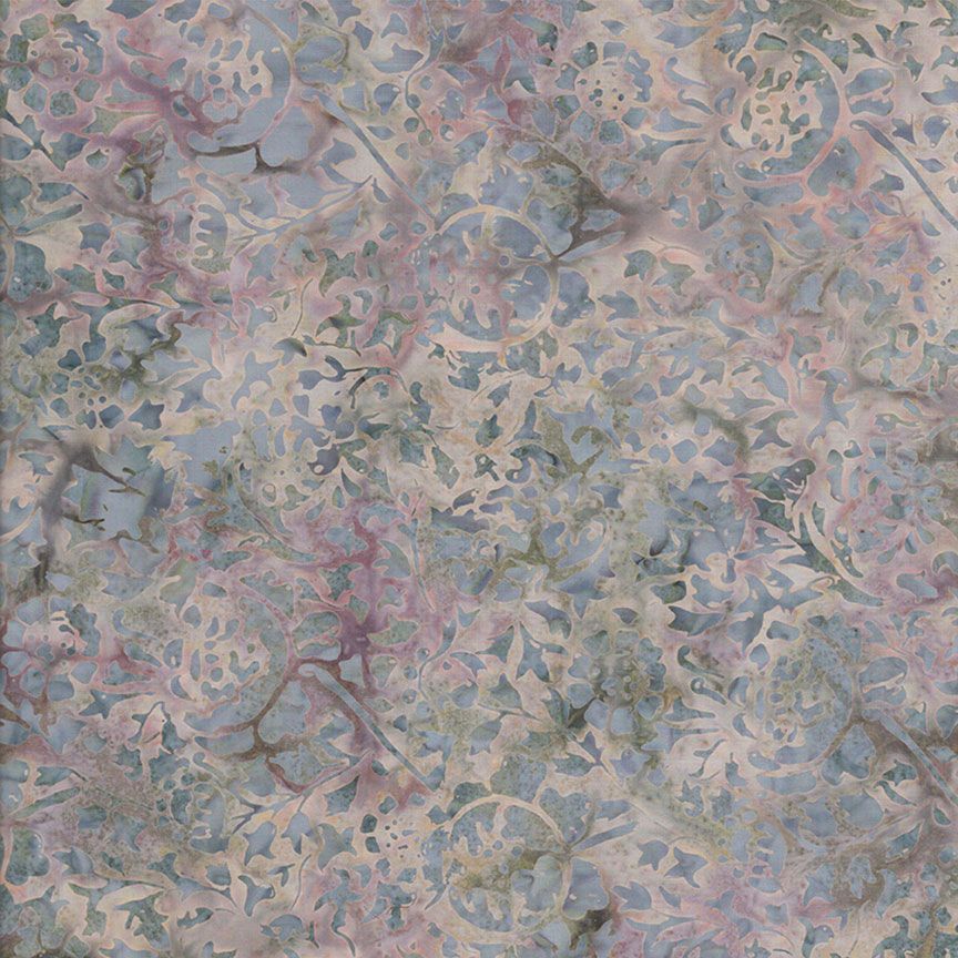 Oyster Painted Floral Tonga Truffle 43"/44" Fabric Per Yard