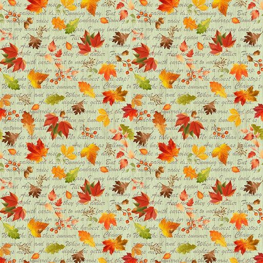 Grateful Heart Leaves On Scripts Cotton 44"/45" Fabric Per Yard