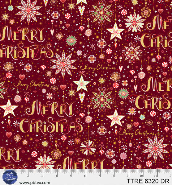 Turnowsky Treasures Peppermint Merry Christmas Allover Dark Red 44"/45" Cotton Fabric Per Yard