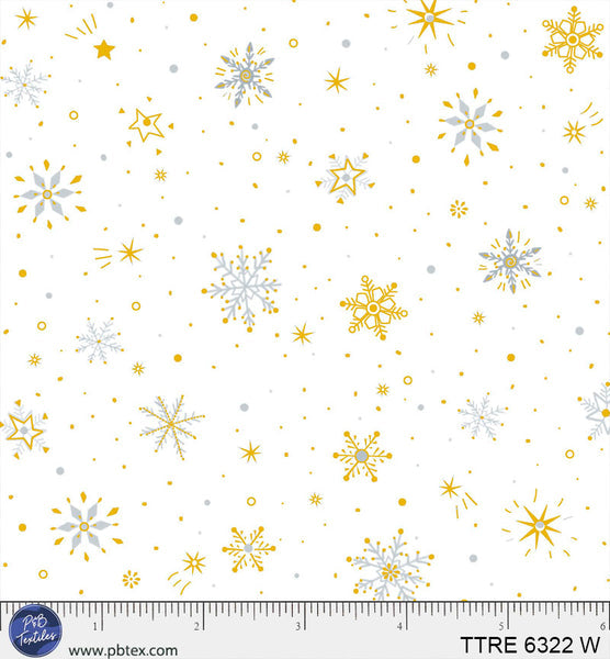Turnowsky Treasures Ditzy Snowflake Allover White 44"/45" Cotton Fabric Per Yard