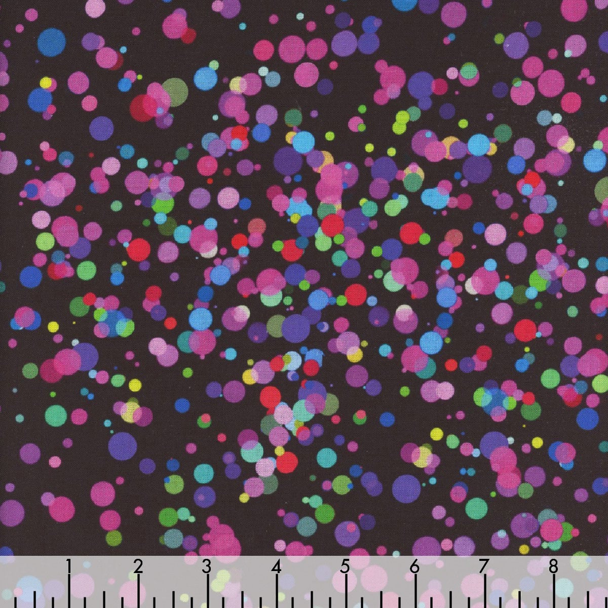 Dragonfly Illusion Black Electric Spots Cotton 44"/45" Fabric Per Yard