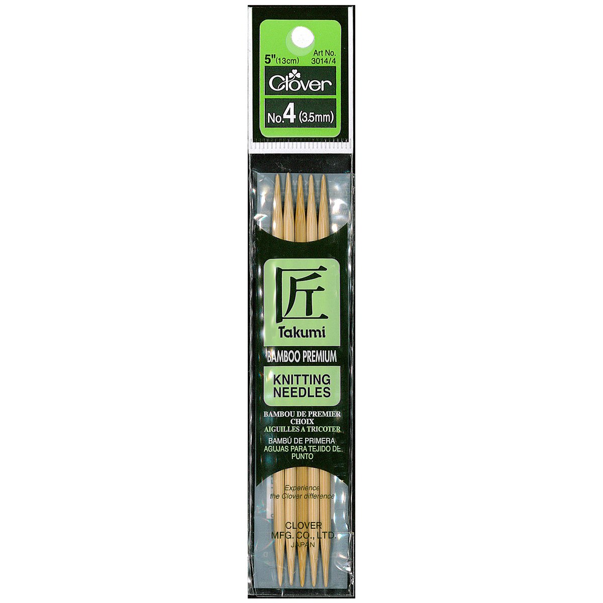 Takumi Bamboo Knitting Needles Double Pointed (5") No. 4
