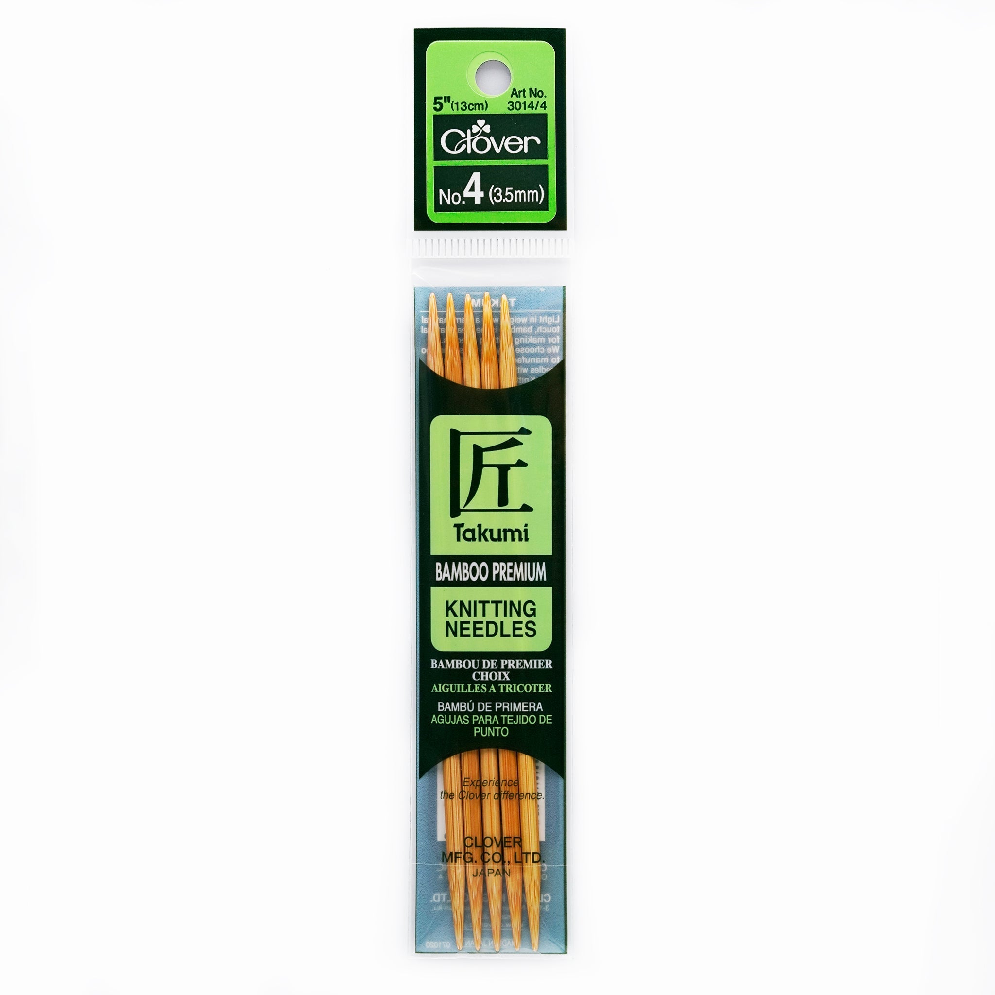 Takumi Bamboo Knitting Needles Double Pointed (5") No. 4