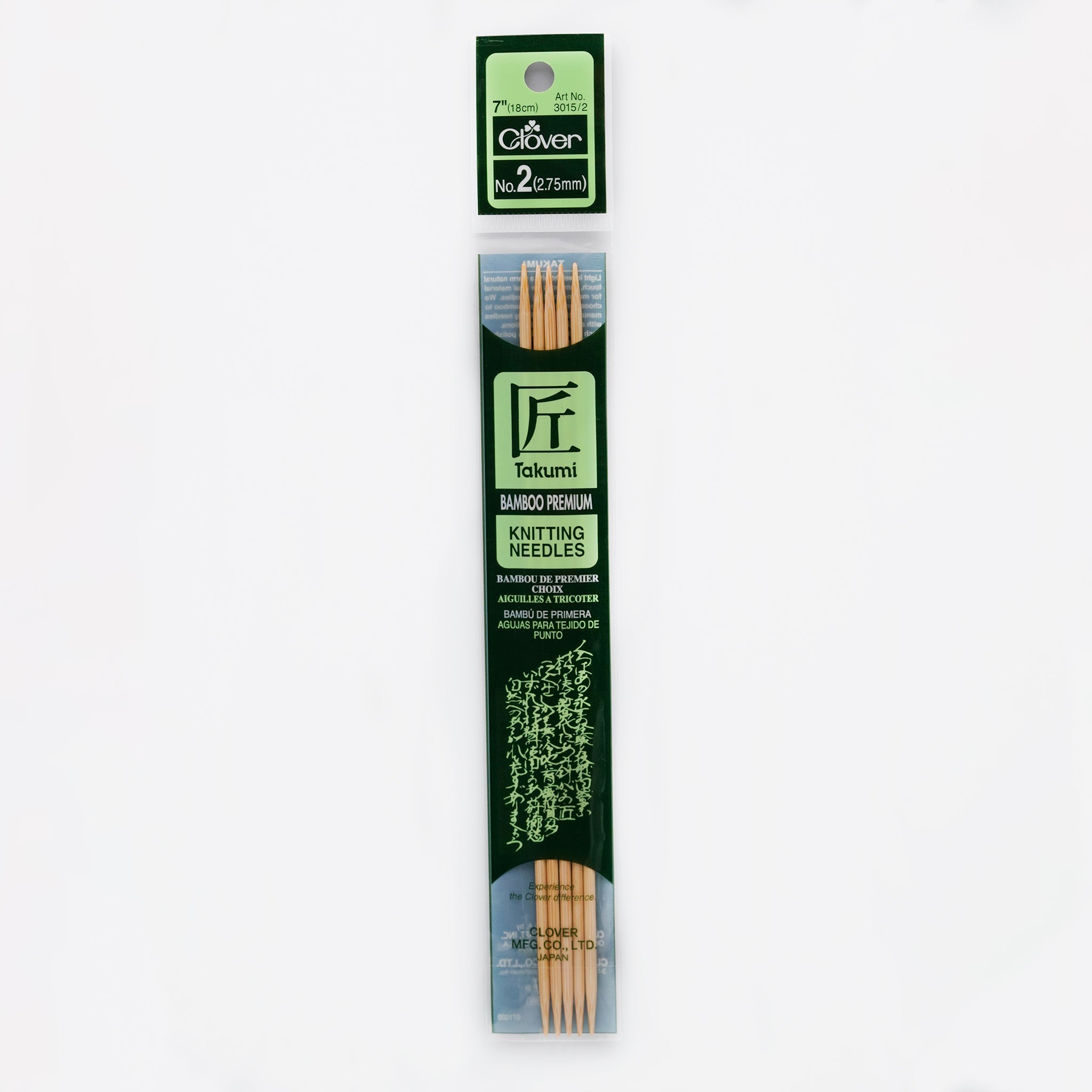 Takumi Bamboo Knitting Needles Double Pointed (7") No. 2