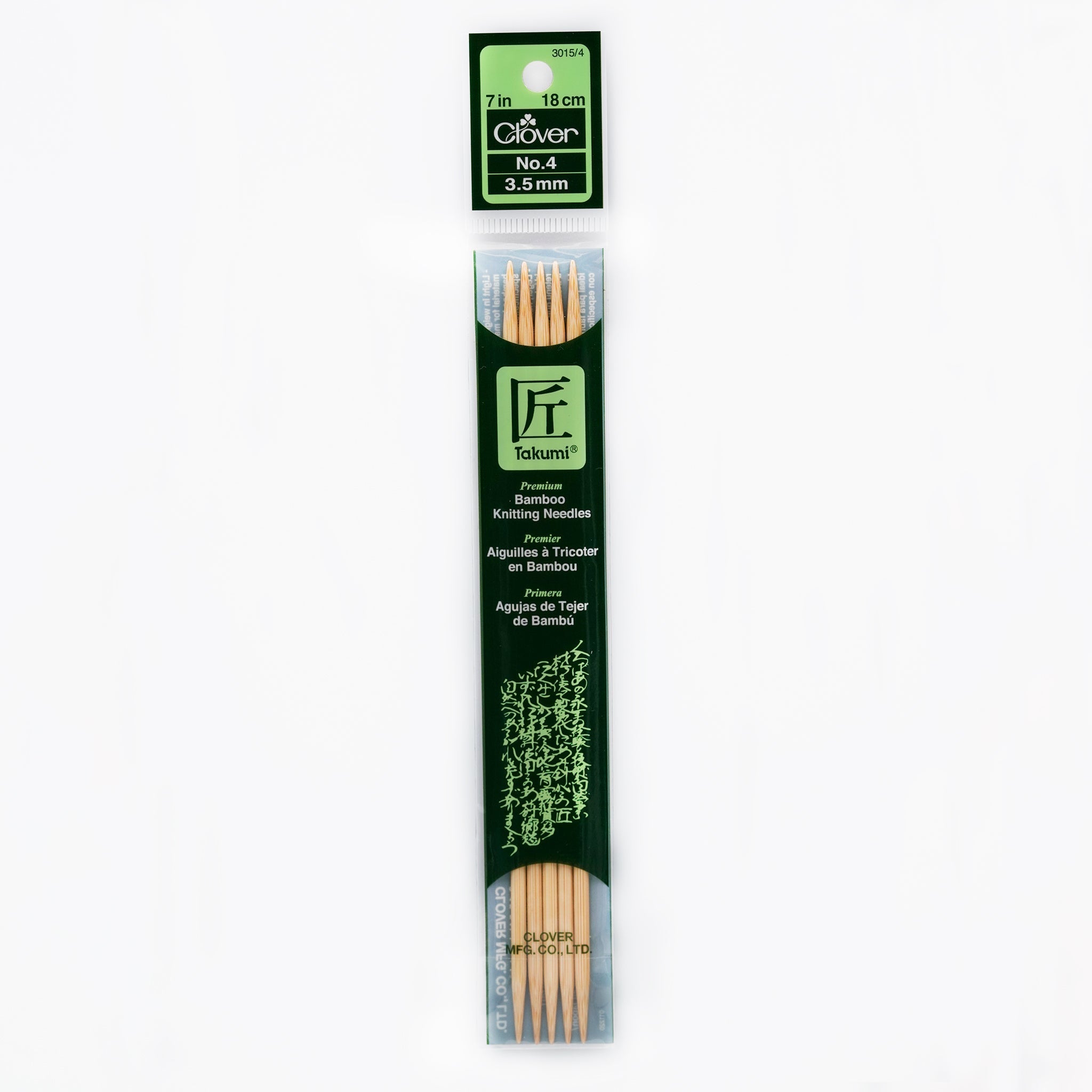 Takumi Bamboo Knitting Needles Double Pointed (7") No. 4