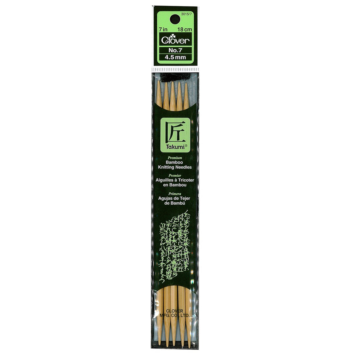 Takumi Bamboo Knitting Needles Double Pointed (7") No. 7