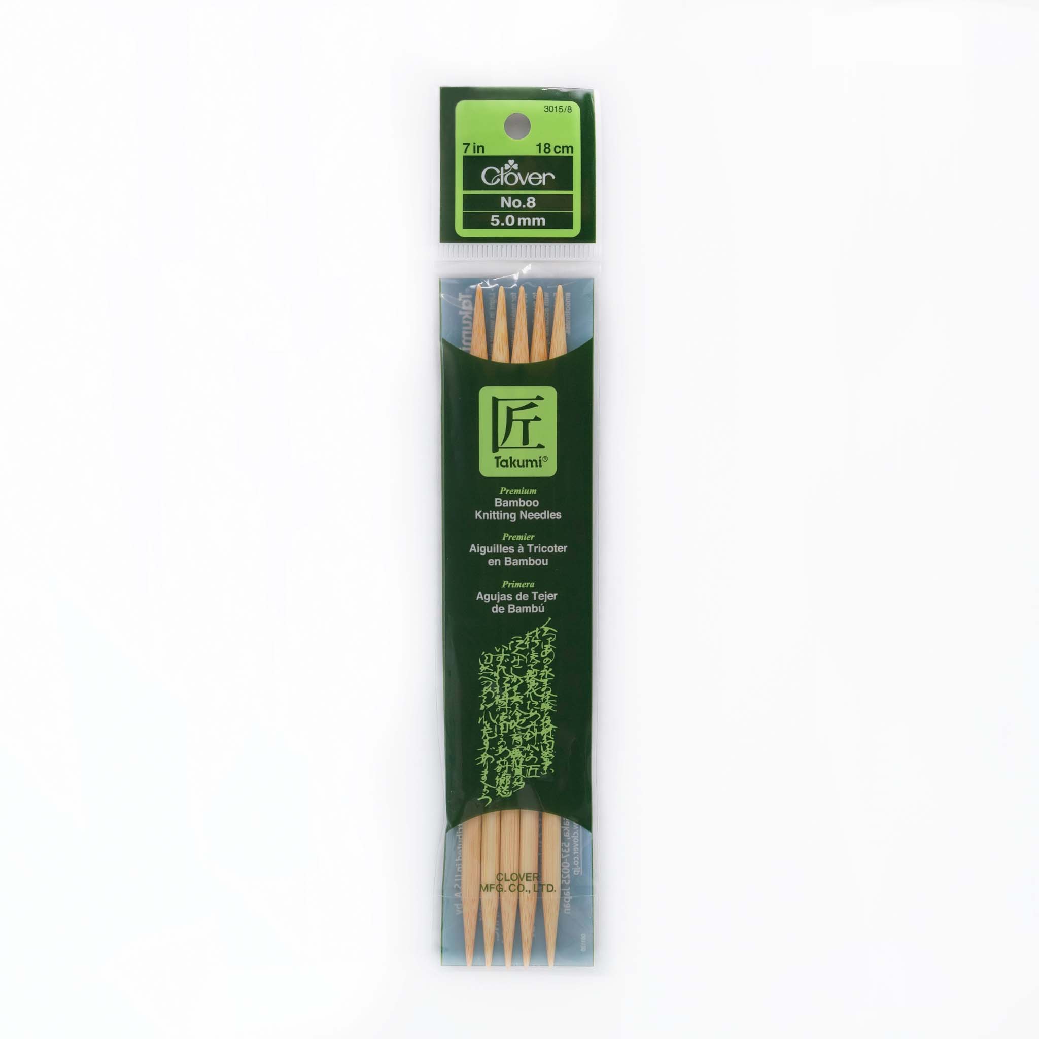 Takumi Bamboo Knitting Needles Double Pointed (7") No. 8