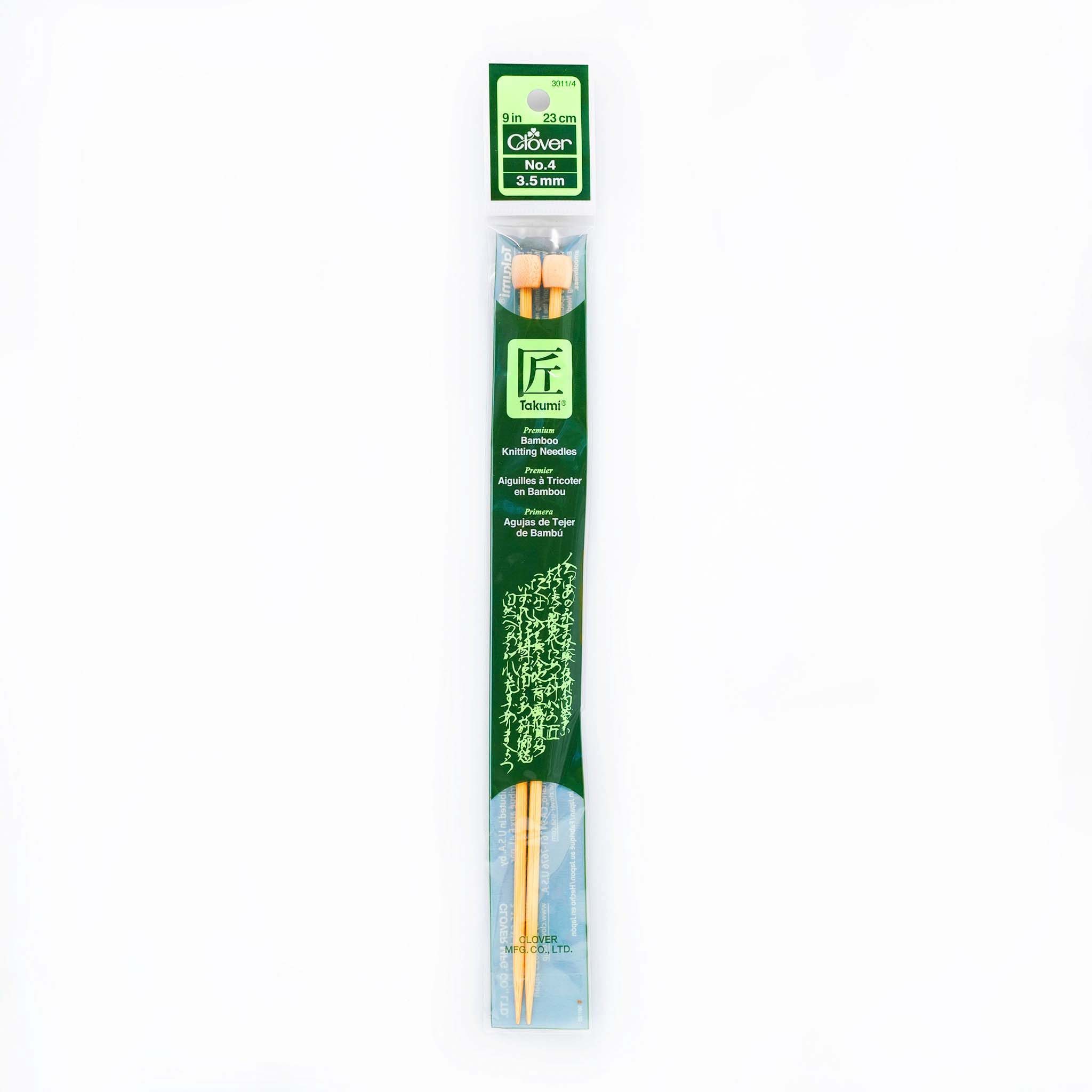 Takumi Bamboo Knitting Needles Single Pointed 9" No. 4 (3.5mm)