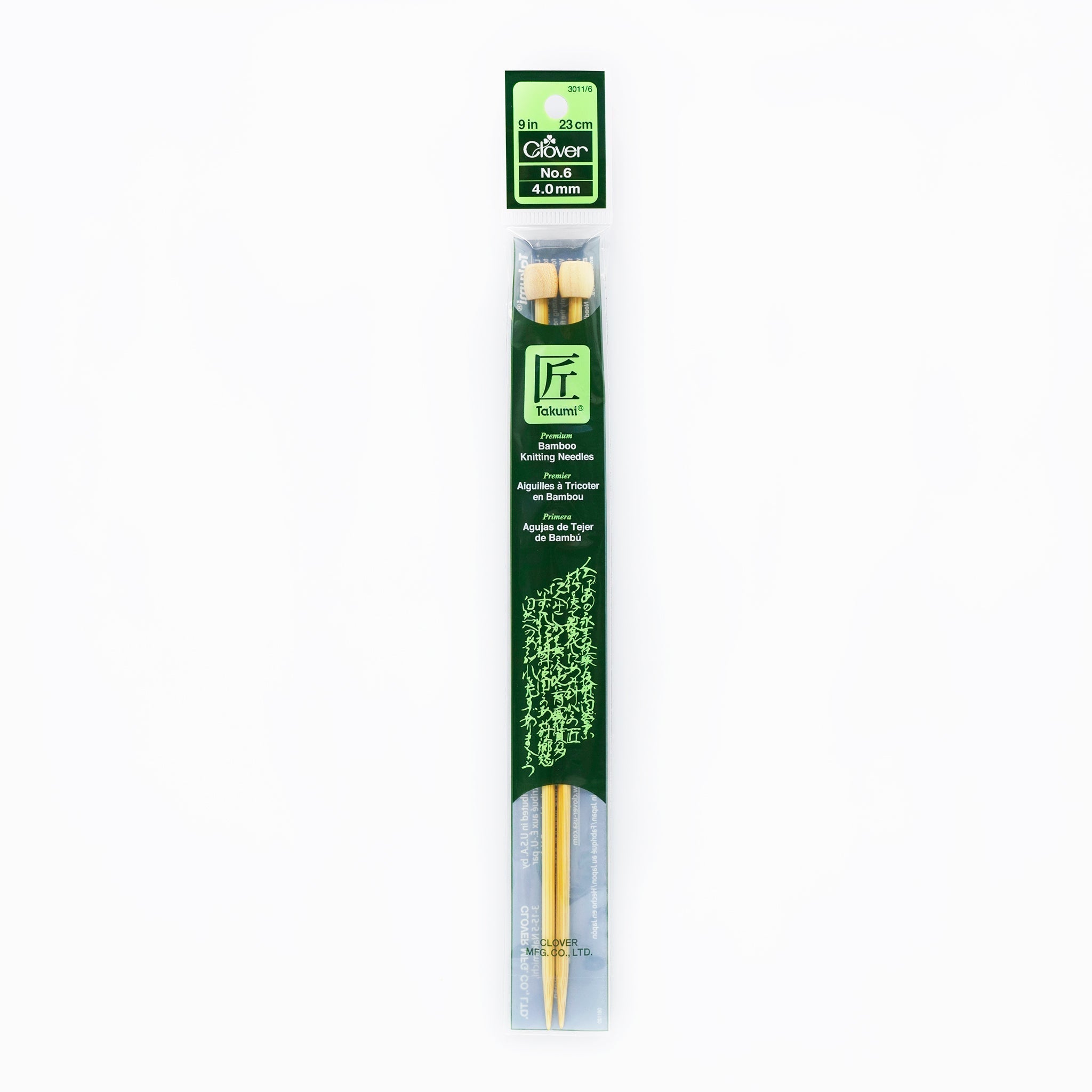 Takumi Bamboo Knitting Needles Single Pointed 9" No. 6 (4.0mm)