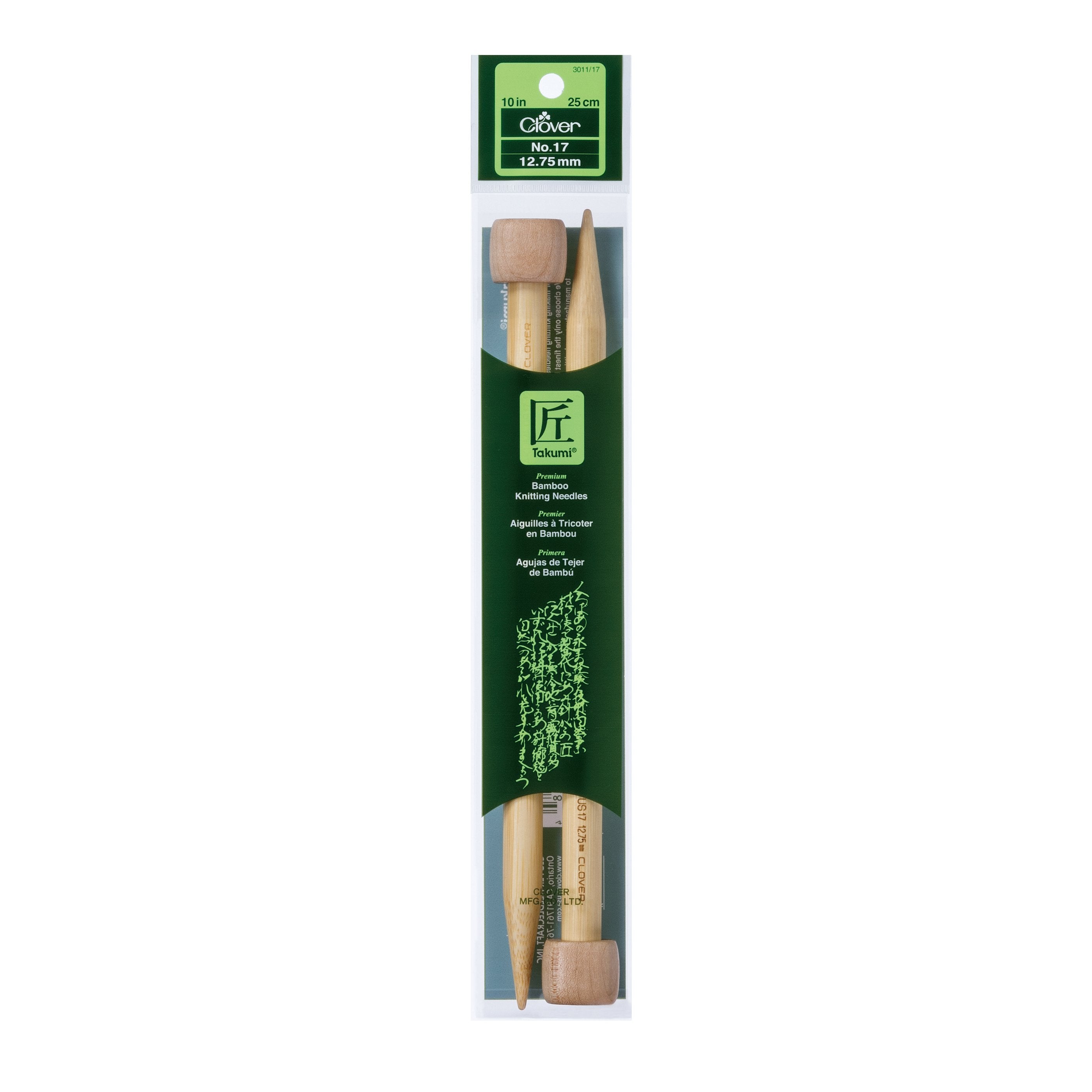 Takumi Bamboo Knitting Needles Single Pointed (10") No. 17