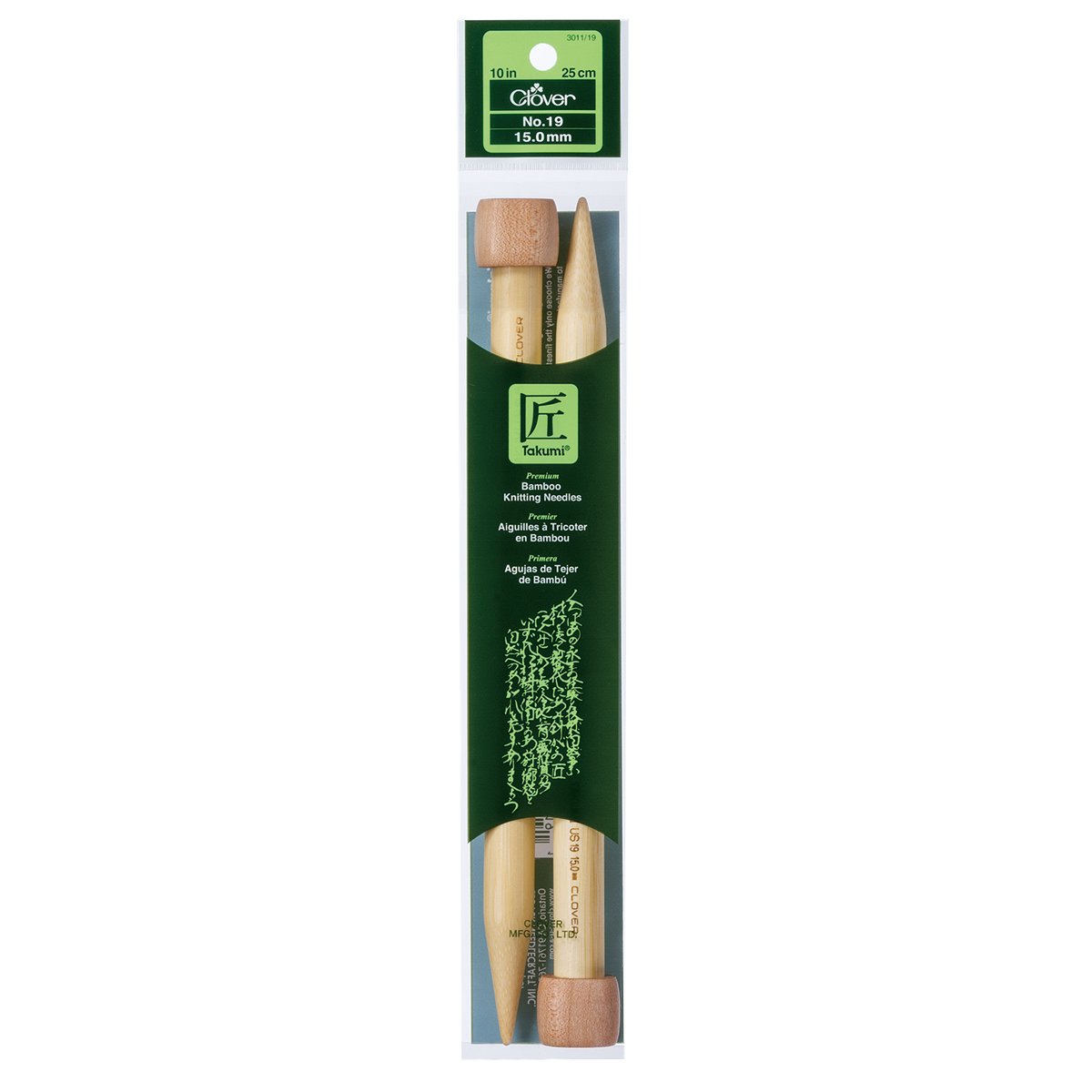 Takumi Bamboo Knitting Needles Single Pointed (10") No. 19