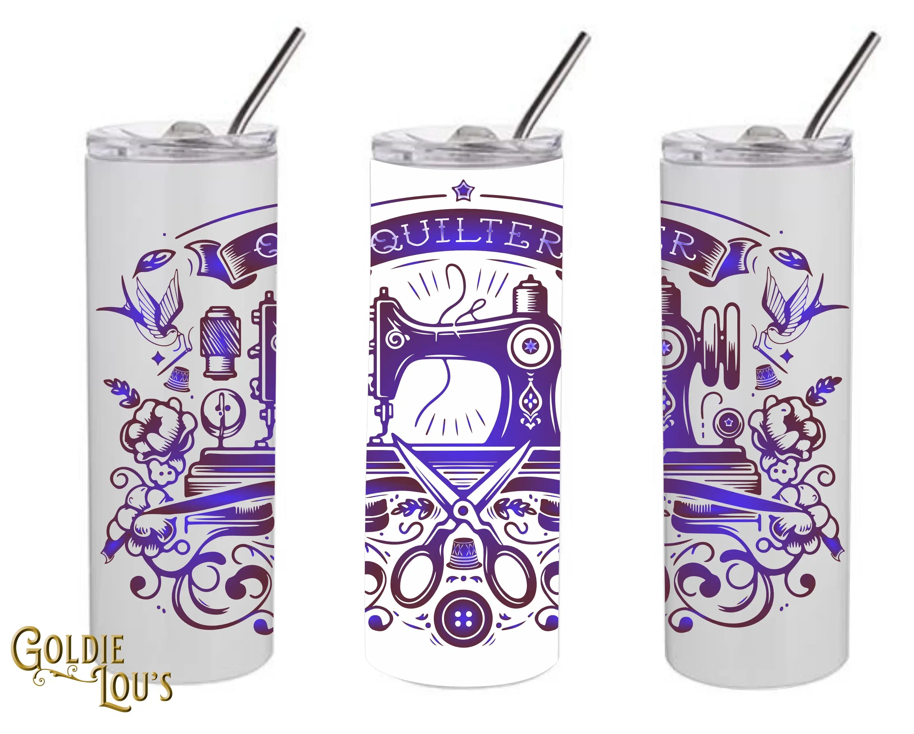 Tattoo Machine Quilter Skinny Tumbler