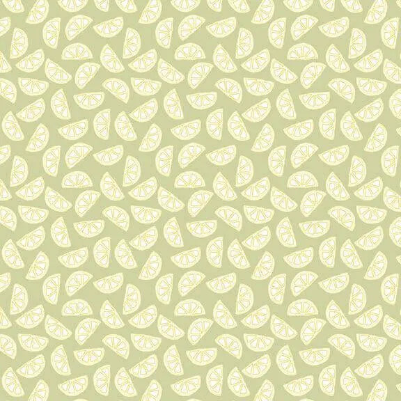 Tea for Two - Lemon - Green 44" / 45" Fabric Per Yard The Fabric Company