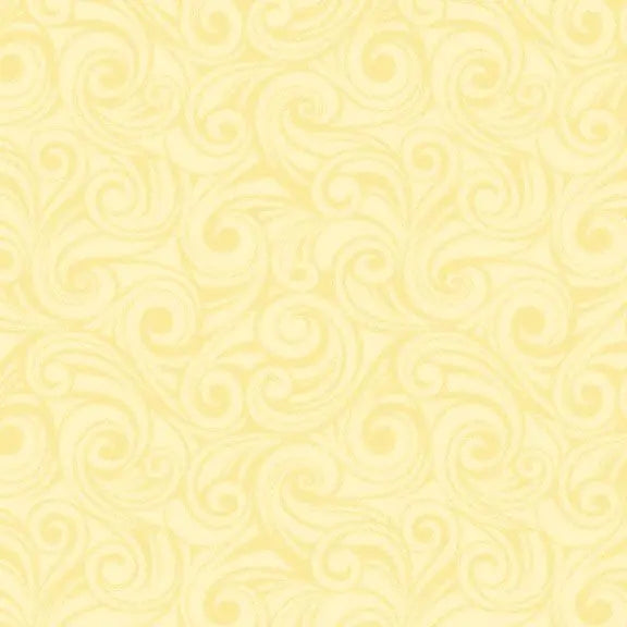 Tea for Two - Swirl - Yellow 44" / 45" Fabric Per Yard The Fabric Company