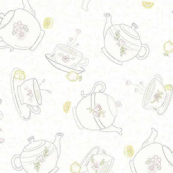 Tea for Two - Tea Time - Cream 44" / 45" Fabric Per Yard The Fabric Company
