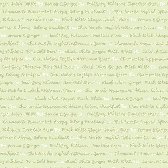 Tea for Two - Words - Lime 44" / 45" Fabric Per Yard