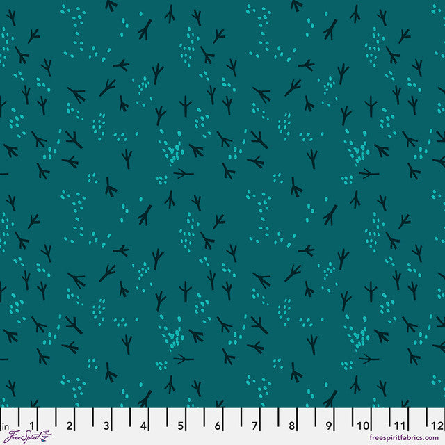 Teal Fancy Feet What the Birds Said Cotton 44"/45" Fabric Per Yard