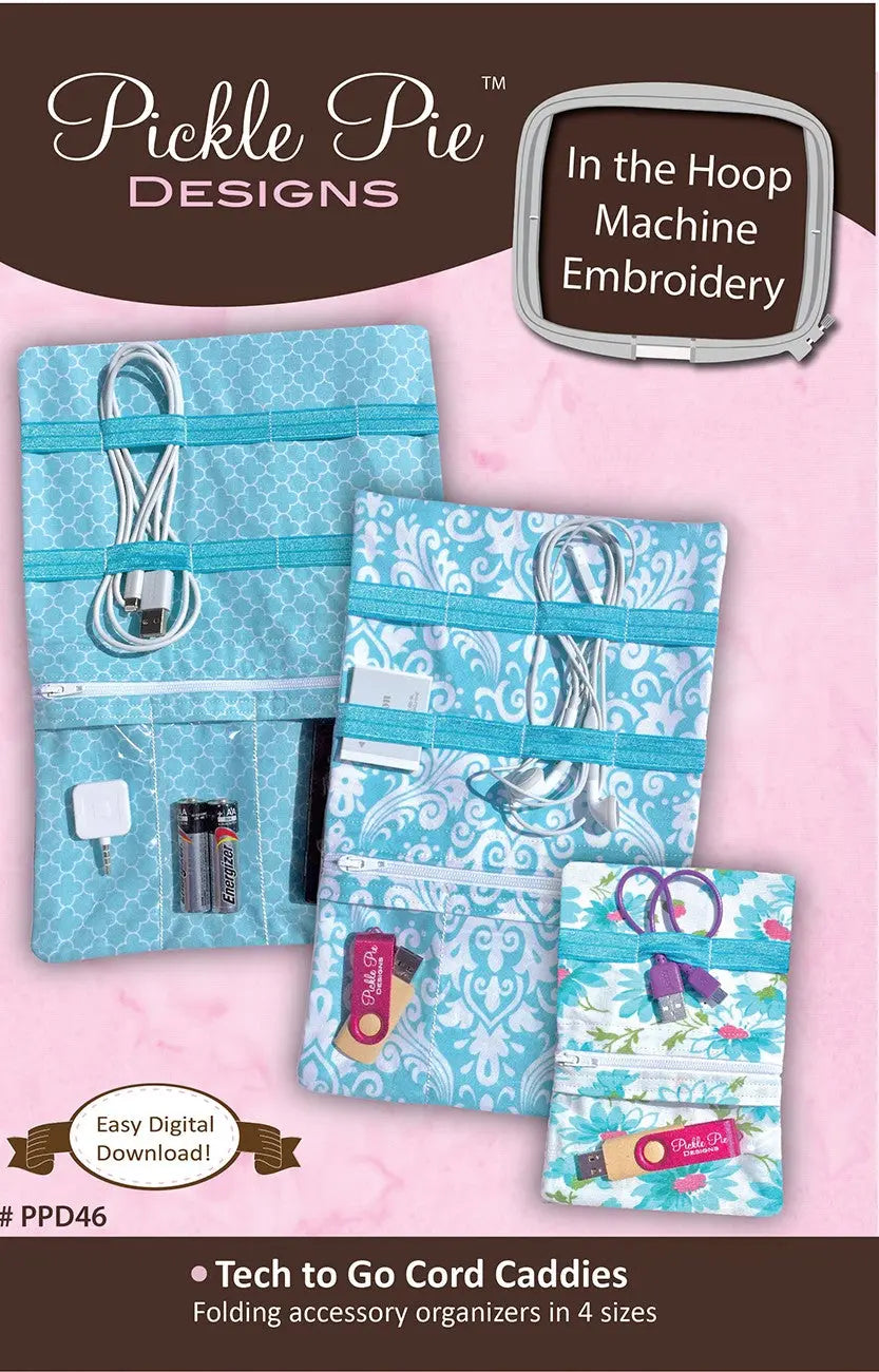 Tech to Go Cord Caddies Embroidery - Linda's Electric Quilters