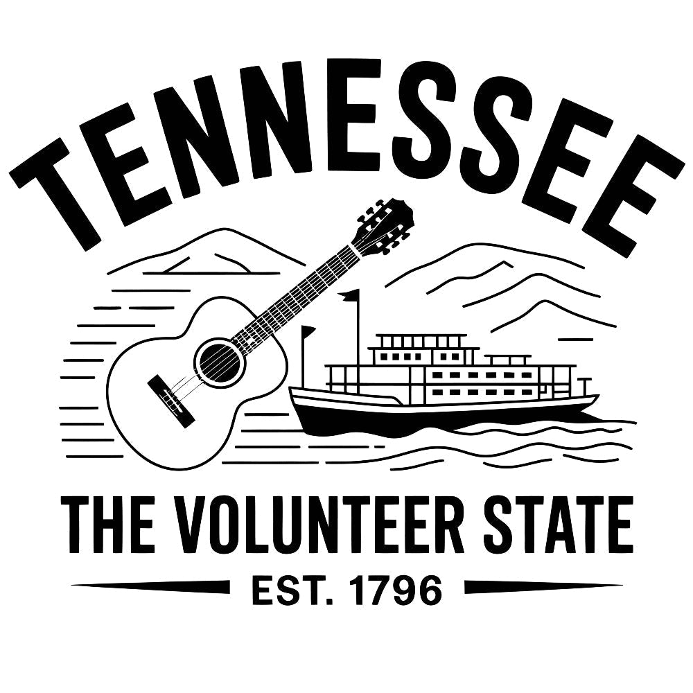 Tennessee Black and White Fabric Panel