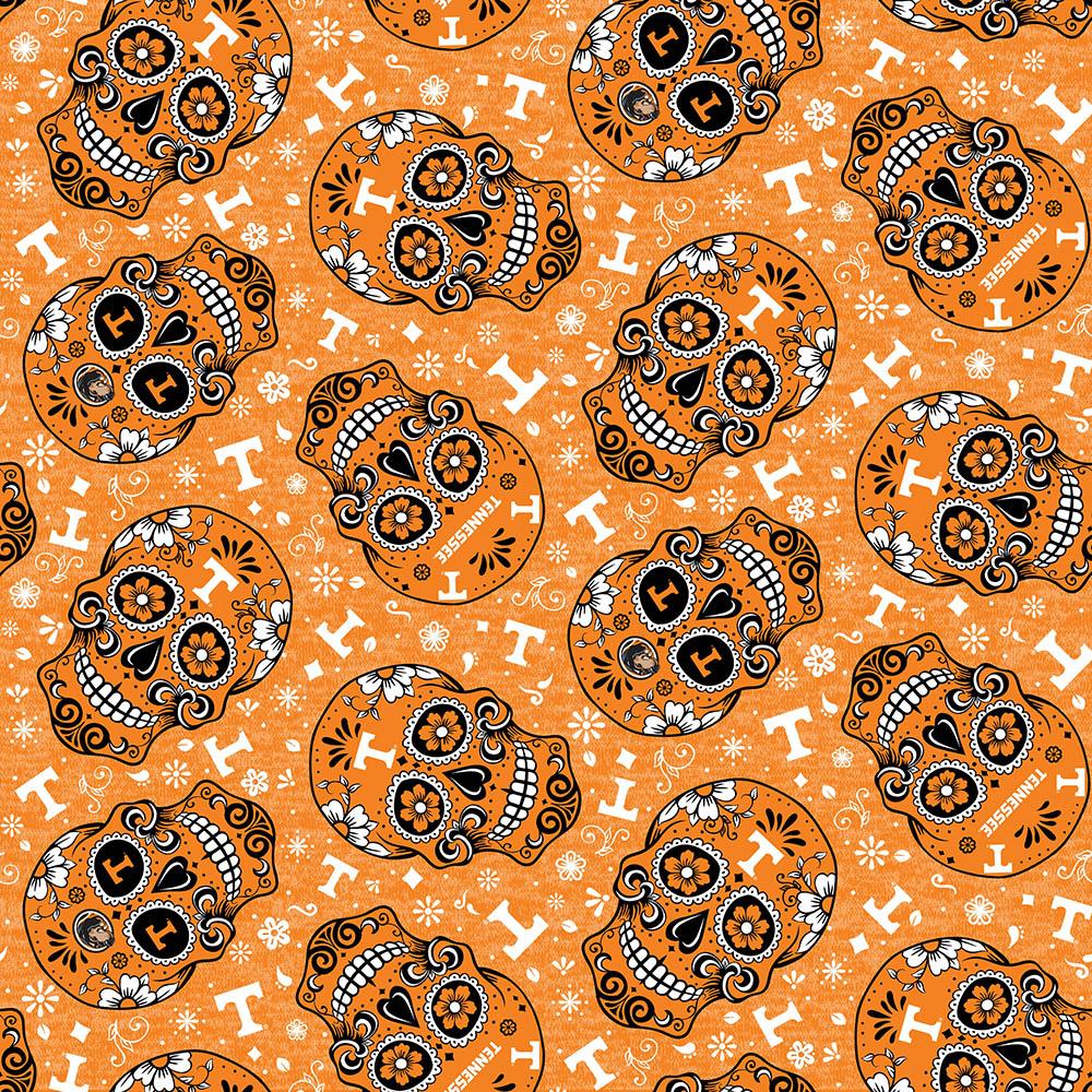 Tennessee Volunteers - Tossed Sugar Skull 44"/45" Fabric per yard