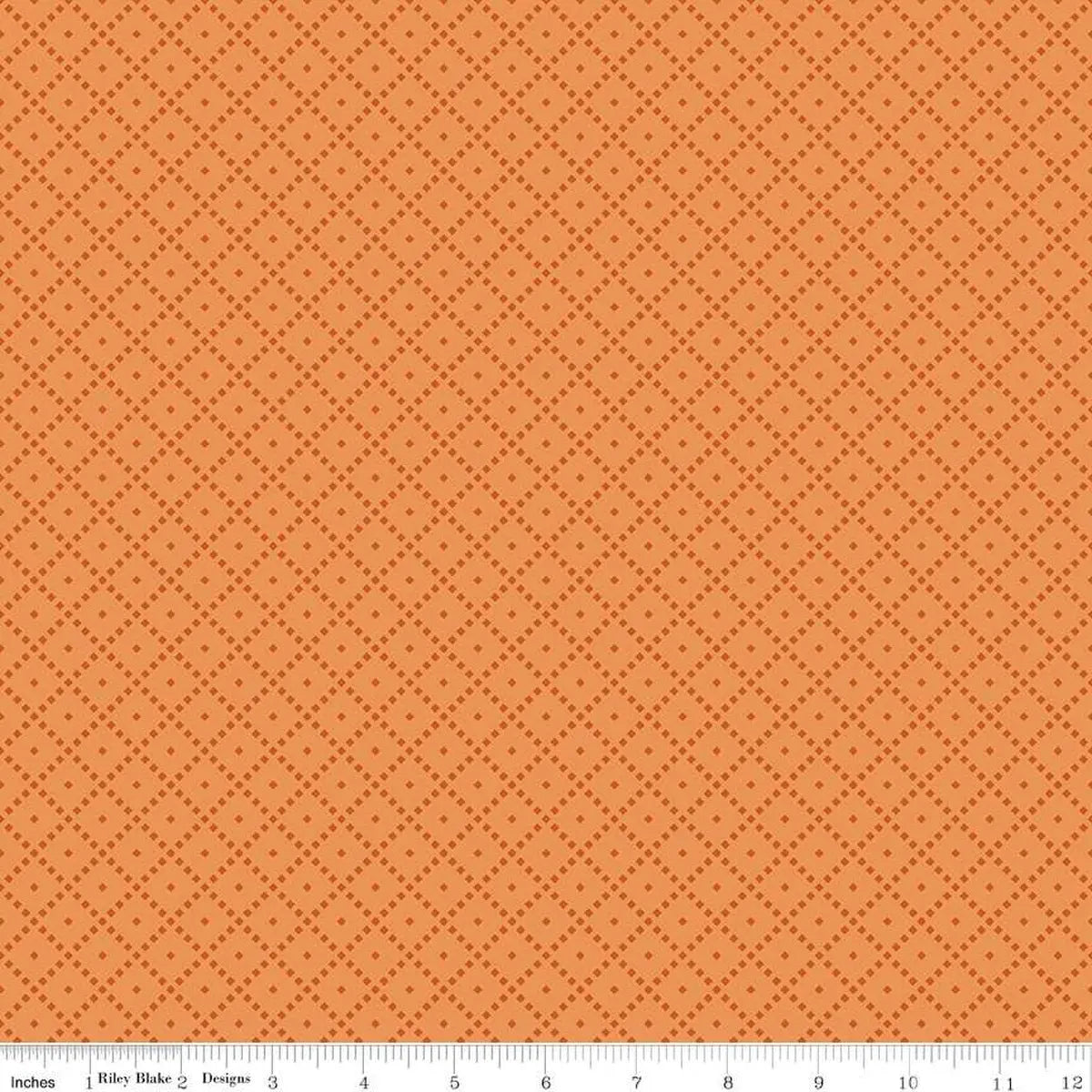 The Awe of Autumn Grid Creamsicle 43"/44" Fabric Per Yard Riley Blake Designs