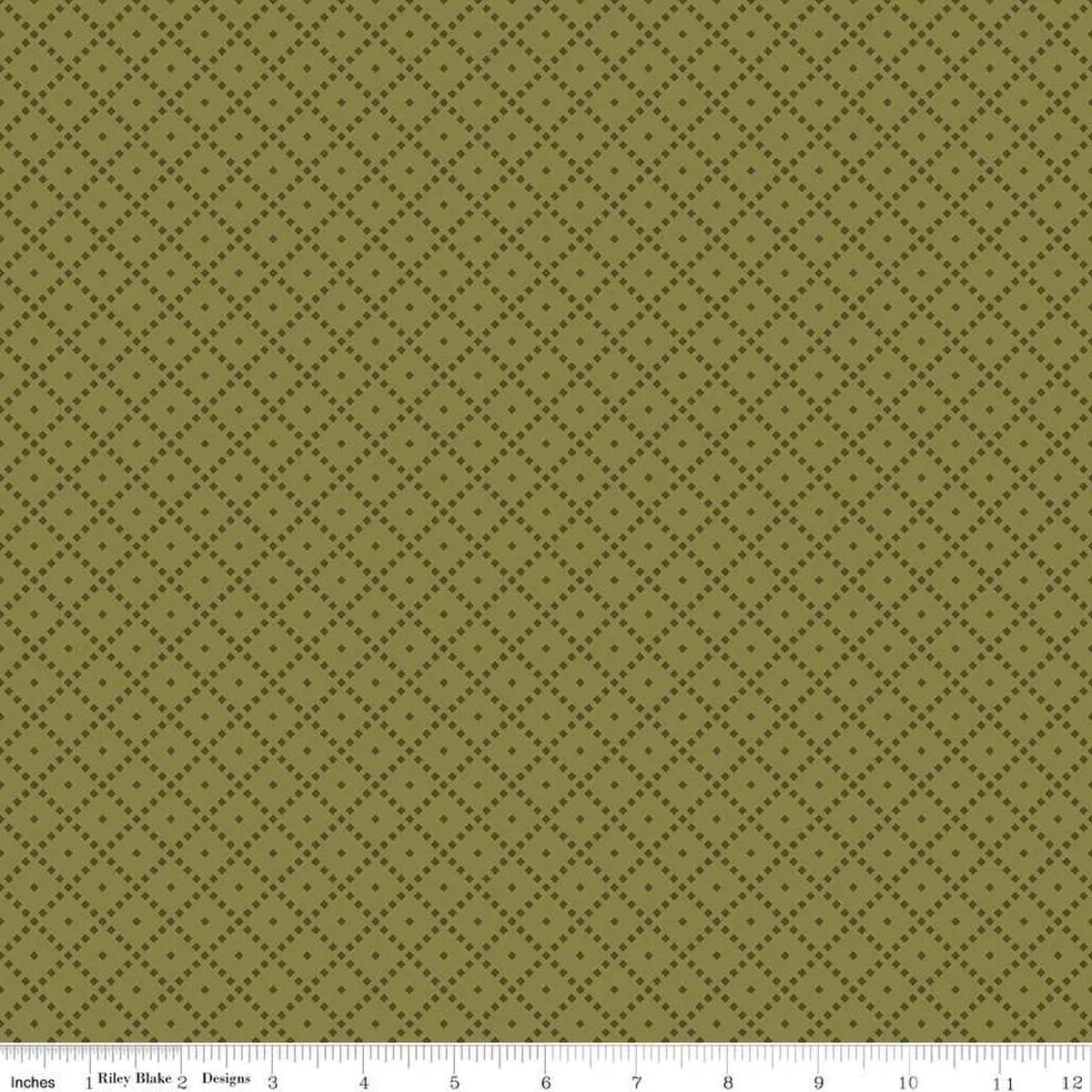 The Awe of Autumn Grid Green 43"/44" Fabric Per Yard Riley Blake Designs