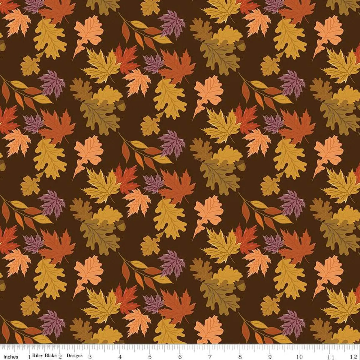 The Awe of Autumn Leaves Brown 43"/44" Fabric Per Yard Riley Blake Designs