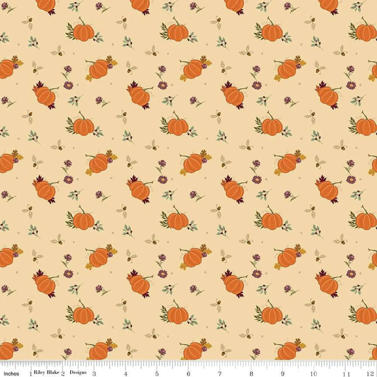 The Awe of Autumn Pumpkins Latte 43"/44" Fabric Per Yard Riley Blake Designs