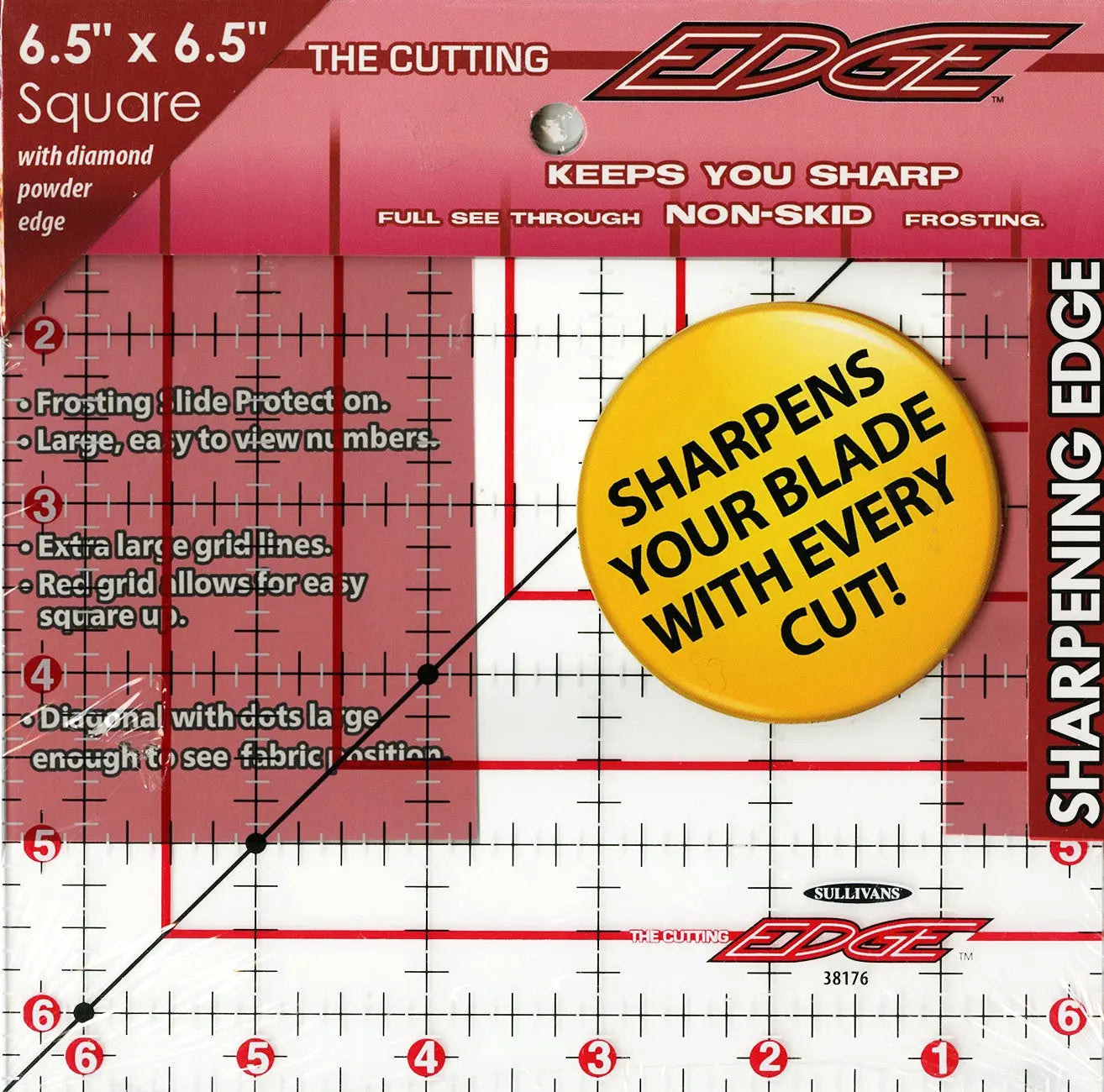 The Cutting Edge Sharpening Edge Ruler 6-1/2in Square - Linda's Electric Quilters