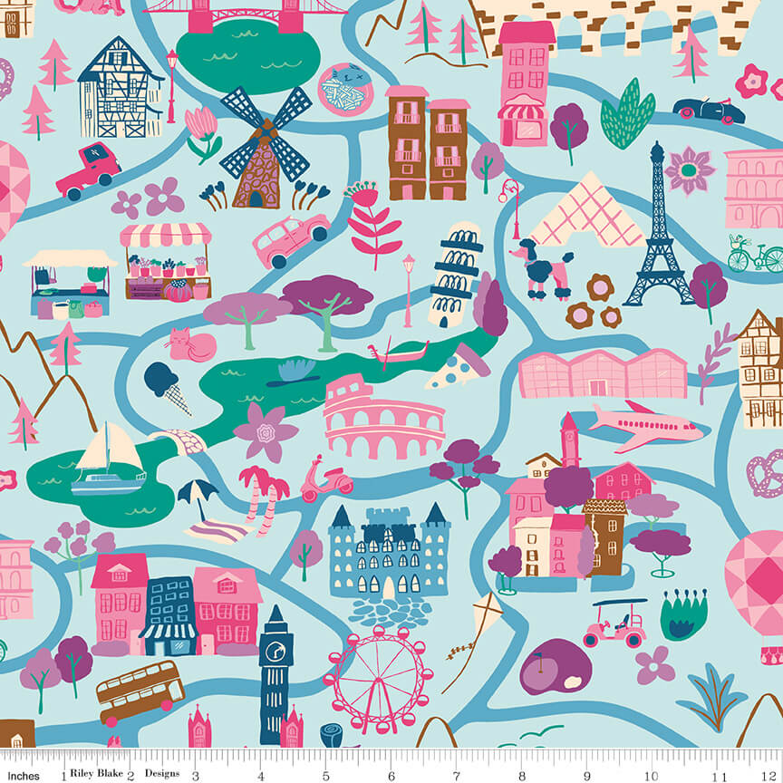 The Genesis of a Journey - It Takes a Village - Blue 44"/45" Fabric Per Yard