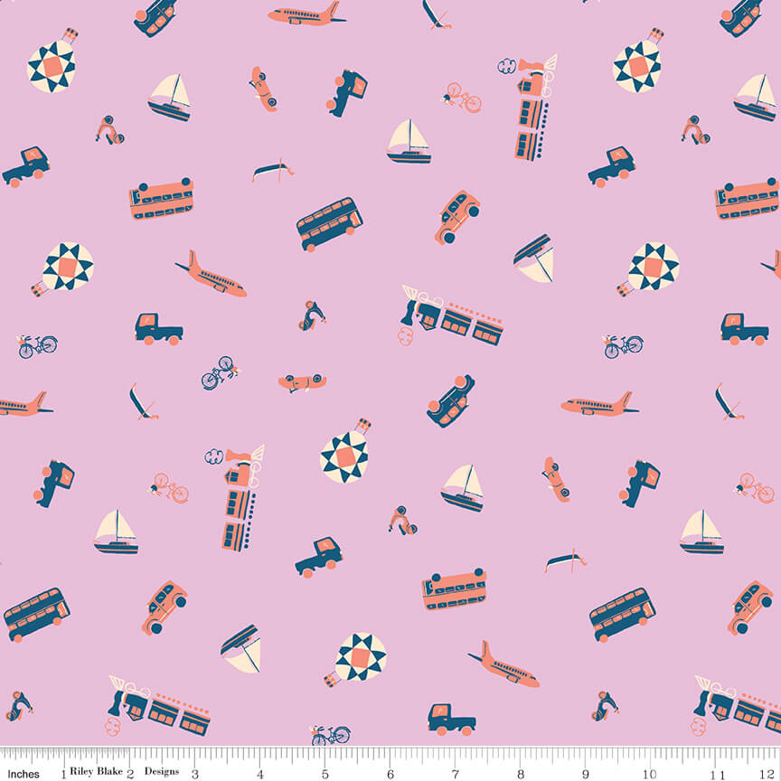 The Genesis of a Journey - Modes of Travel - Wisteria 44"/45" Fabric Per Yard