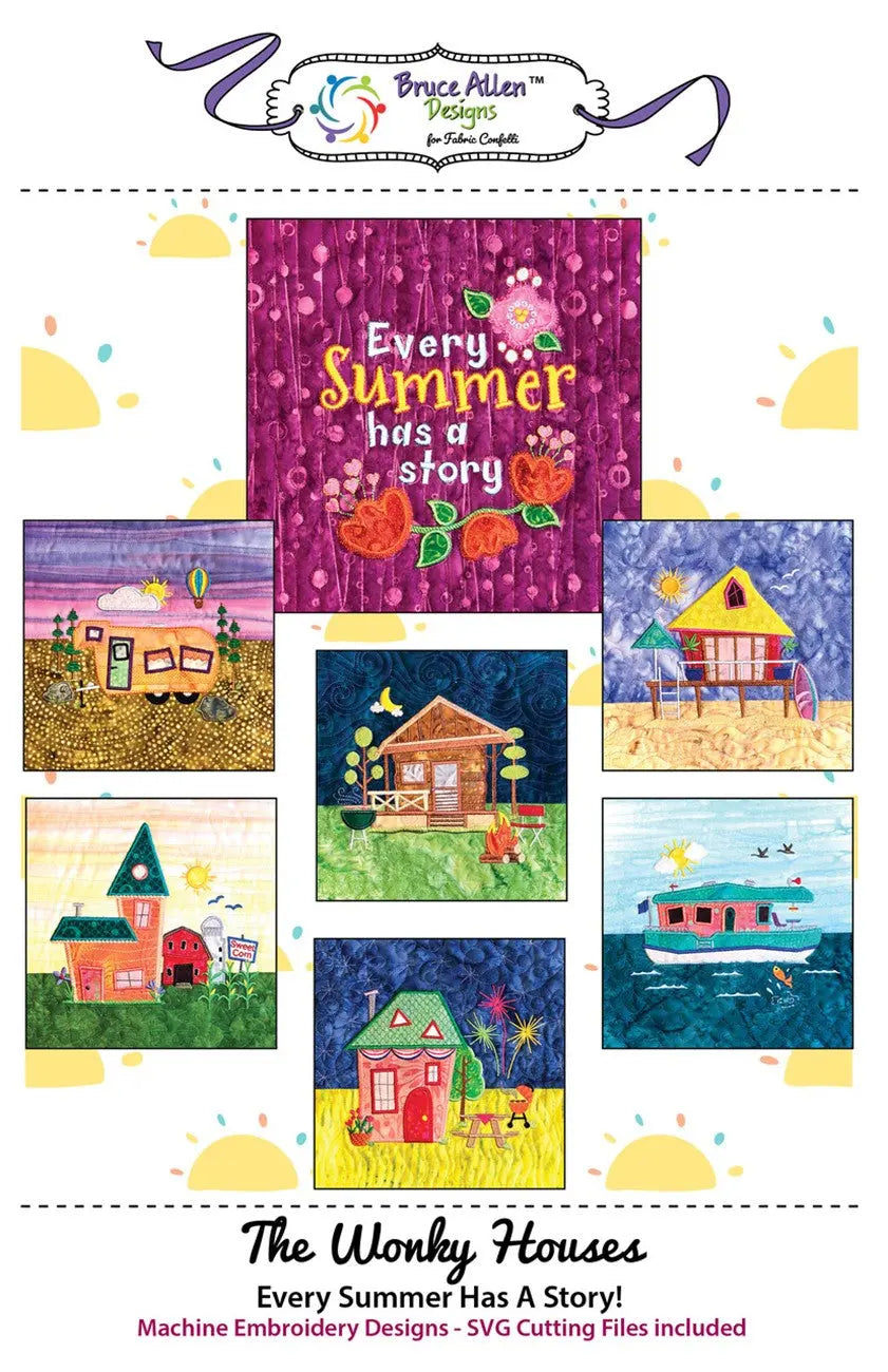 The Wonky Houses Table Runner - Summer - For Machine Embroidery Checker Distributor
