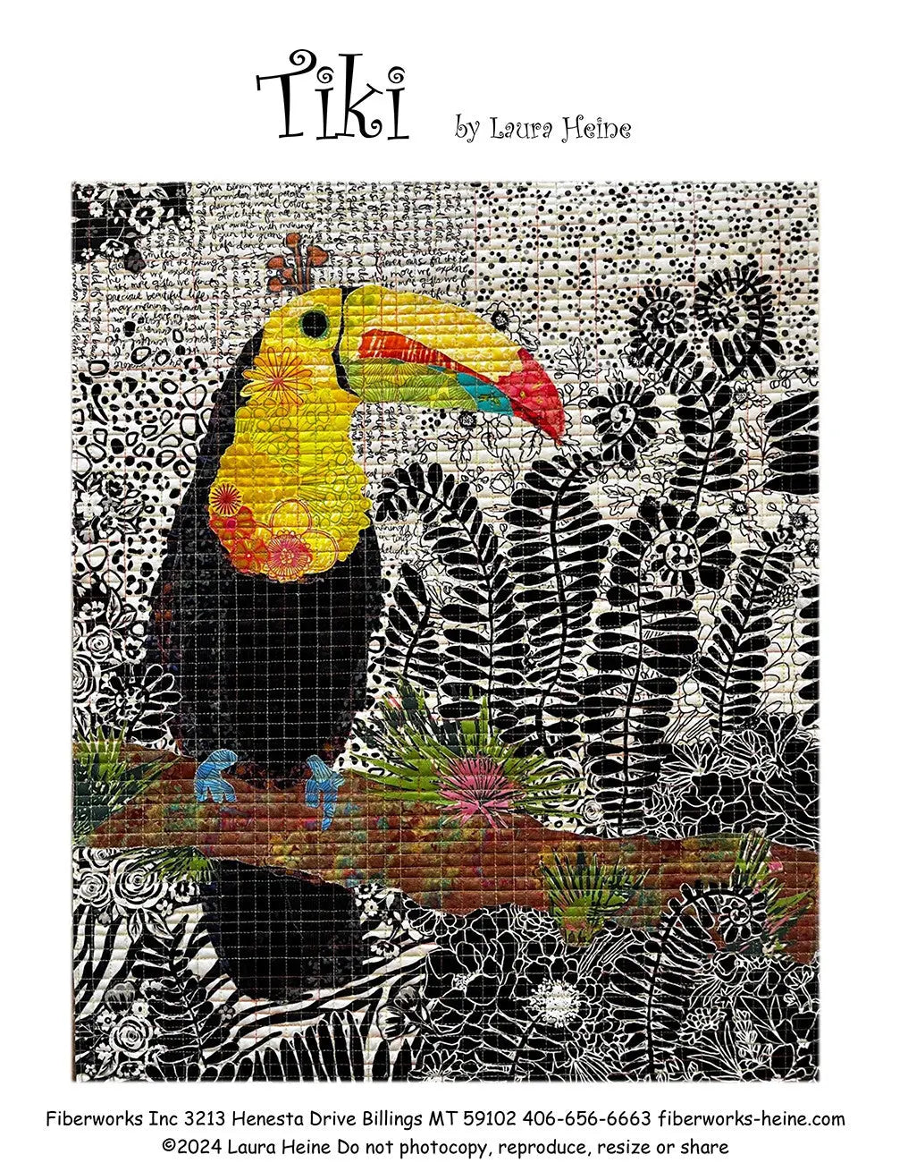 Tiki Toucan Collage Pattern by Laura Heine - Linda's Electric Quilters