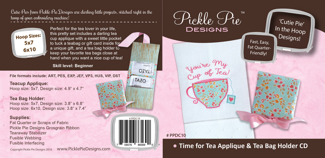 Time for Tea Embroidery In the Hoop Embroidery Design Collection
