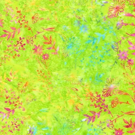 Timeless Treasures Tonga-B1660 Lime Flower Mashup 45" Fabric Per Yard Fabric Fanatics