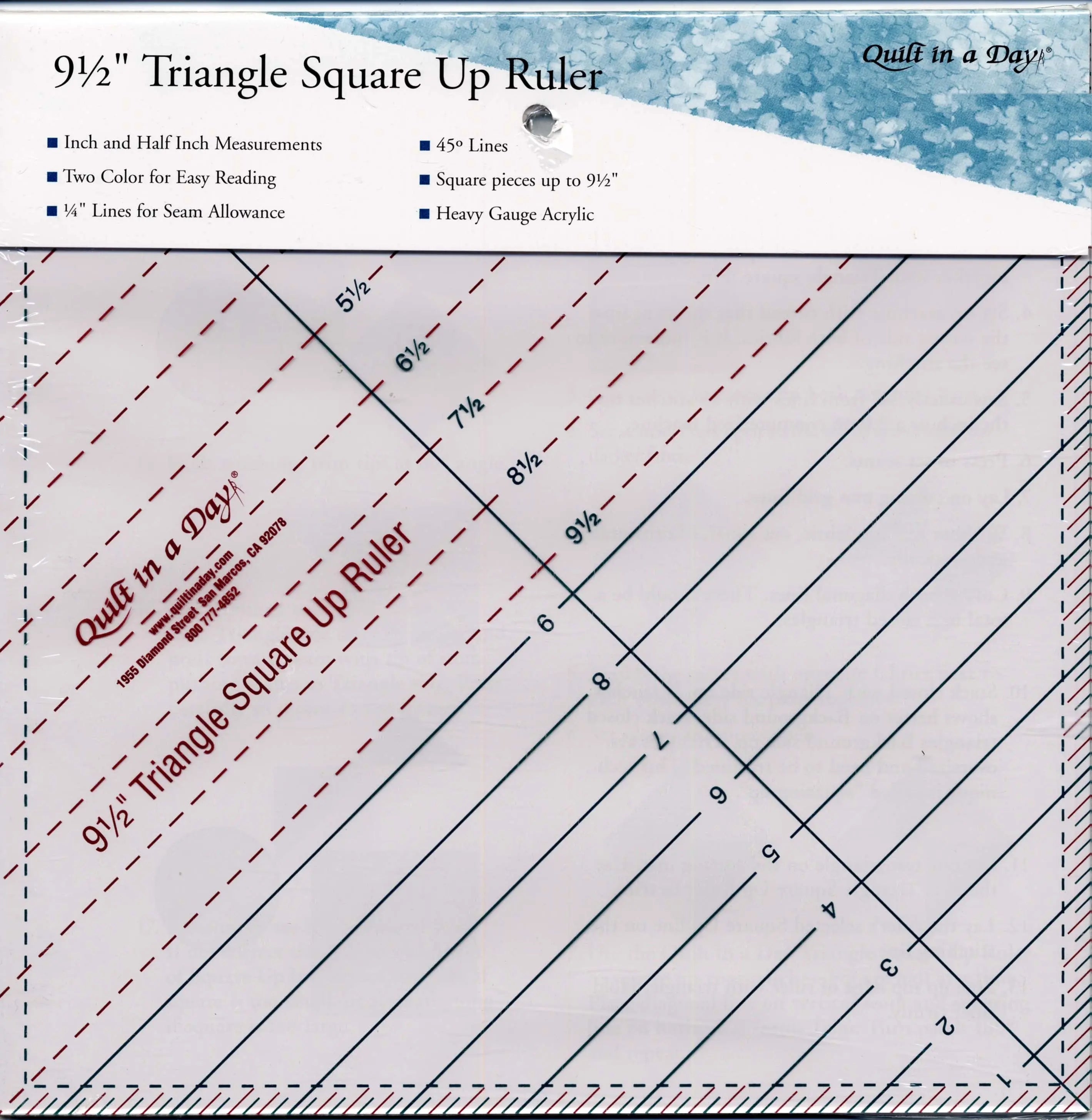 Triangular Square Up Ruler 9 1/2in - Linda's Electric Quilters
