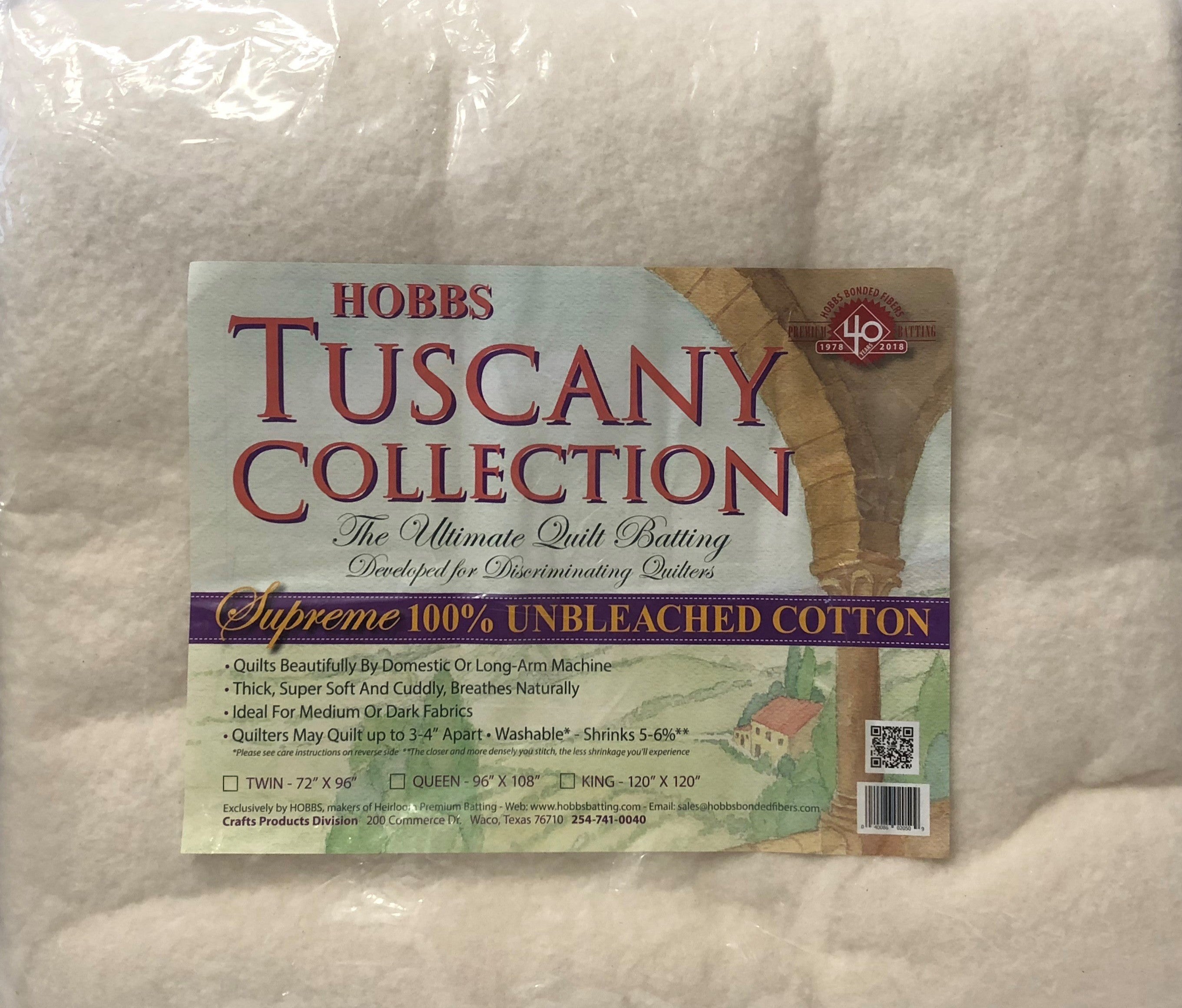 Hobbs Tuscany Supreme 100 Percent Natural Cotton Batting Queen 96x108 inch Checker Distributor