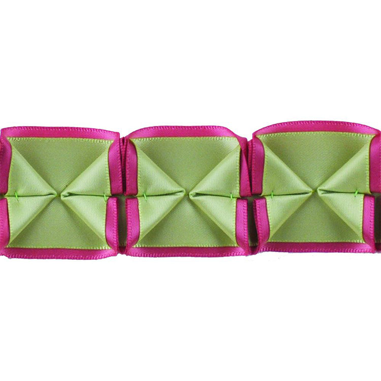 Two Tone Box Pleated Ribbon, 1.5" X 5 Yards - Geometric Decorative Sewing Trim