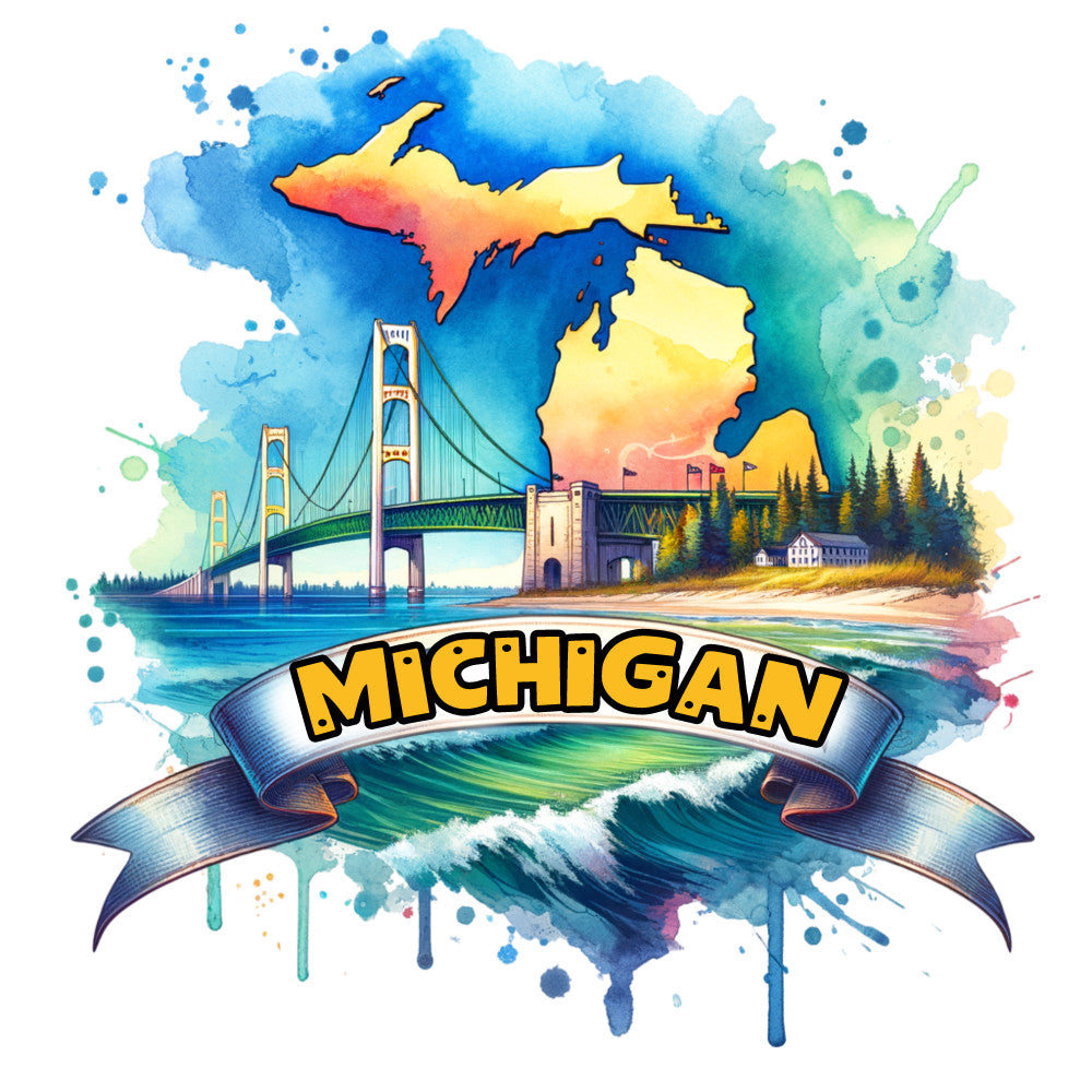 US States Retro Travel Fabric Panel 39