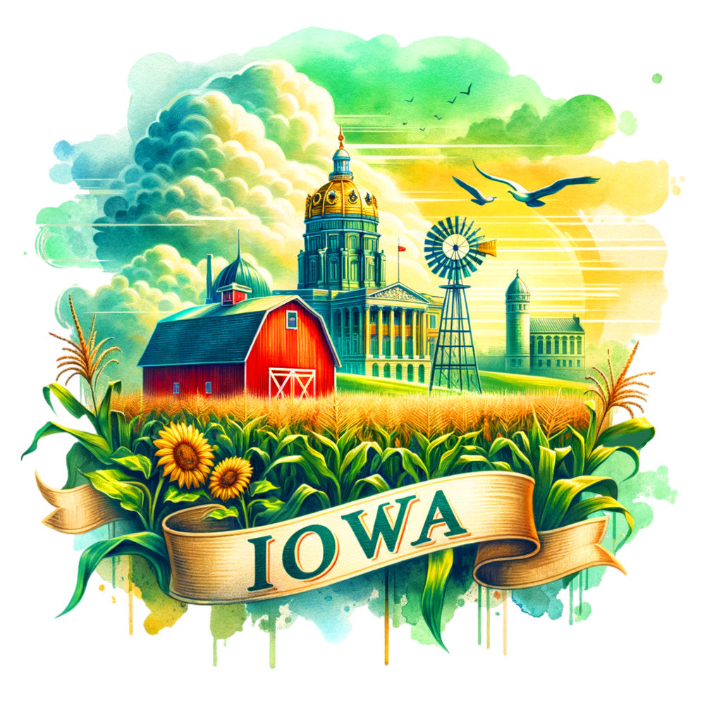US States Retro Travel Fabric Panel 53