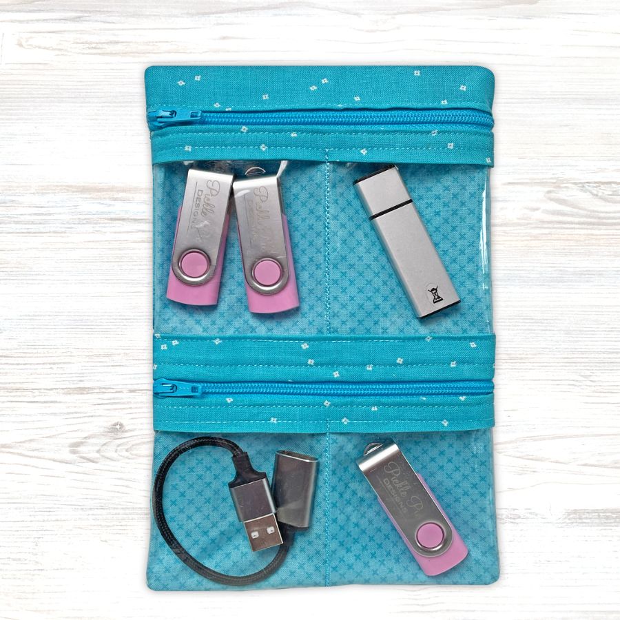 Double Zip USB + Gadget Cases In the Hoop Embroidery Designs Pickle Pie Designs