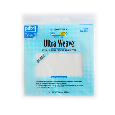 Pellon® 333 Ultra Weave Fusible Embroidery Stabilizer 20" x 24" Package. Color: White.