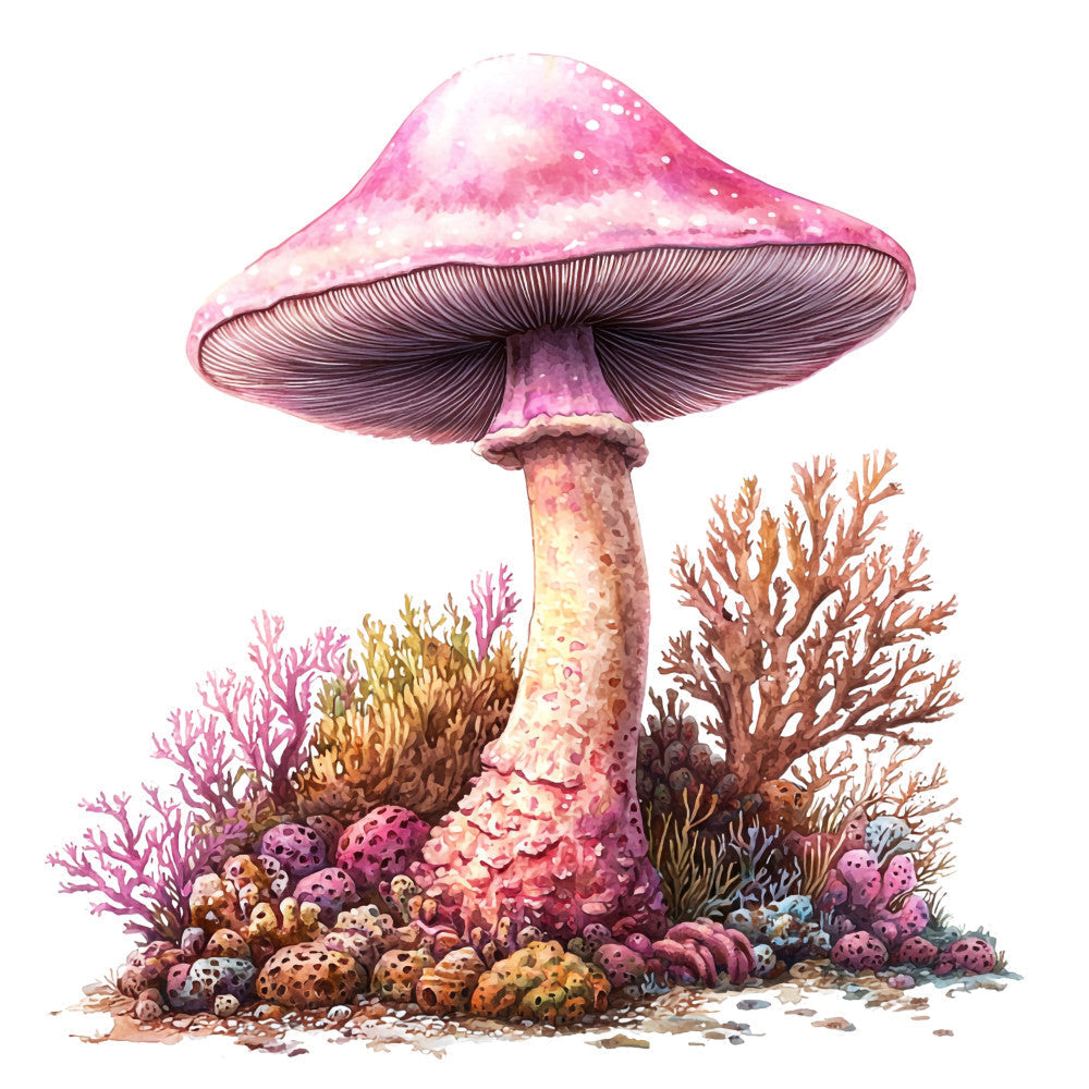 Underwater Mushrooms Fabric Panel 18 QuiltingFabricPanels