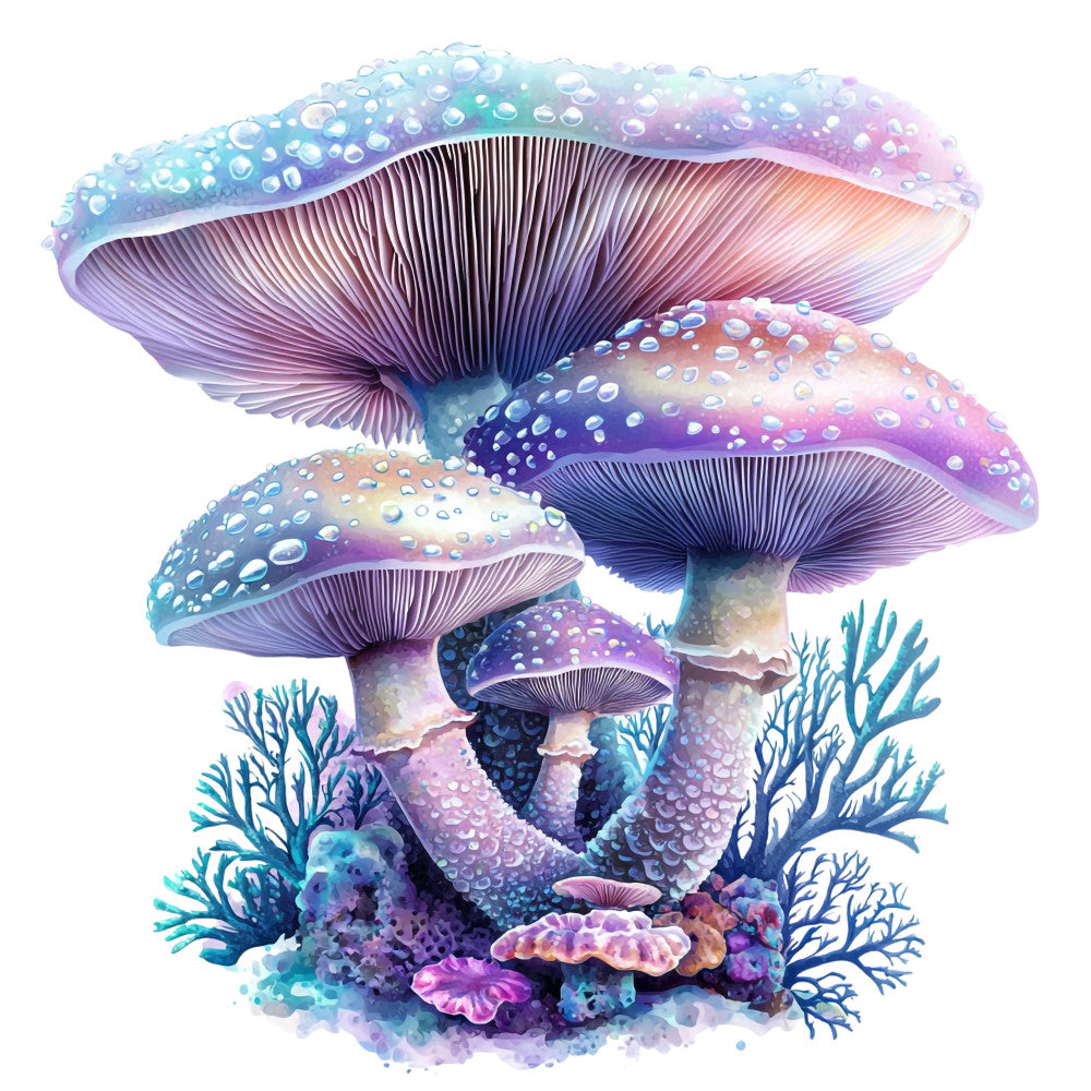 Underwater Mushrooms Fabric Panel 9 QuiltingFabricPanels