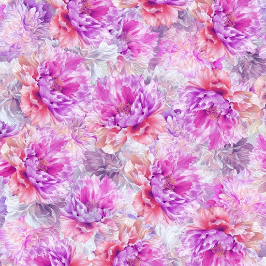Blooms Pink Wildflowers Cotton 43"/44" Fabric Per Yard