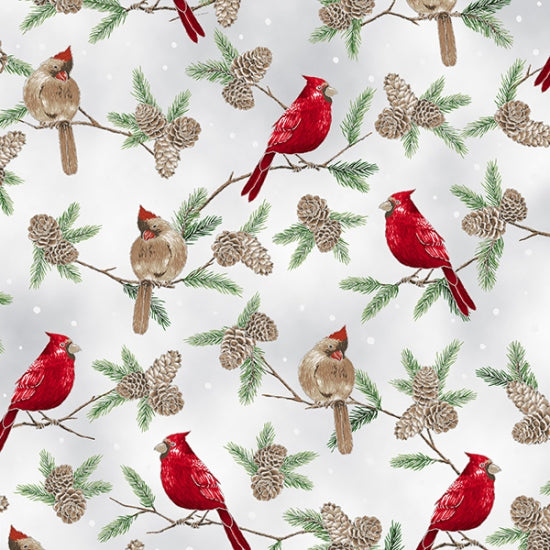 Whispering Woods Silver Metallic Frost Cotton 43"/44" Fabric Per Yard