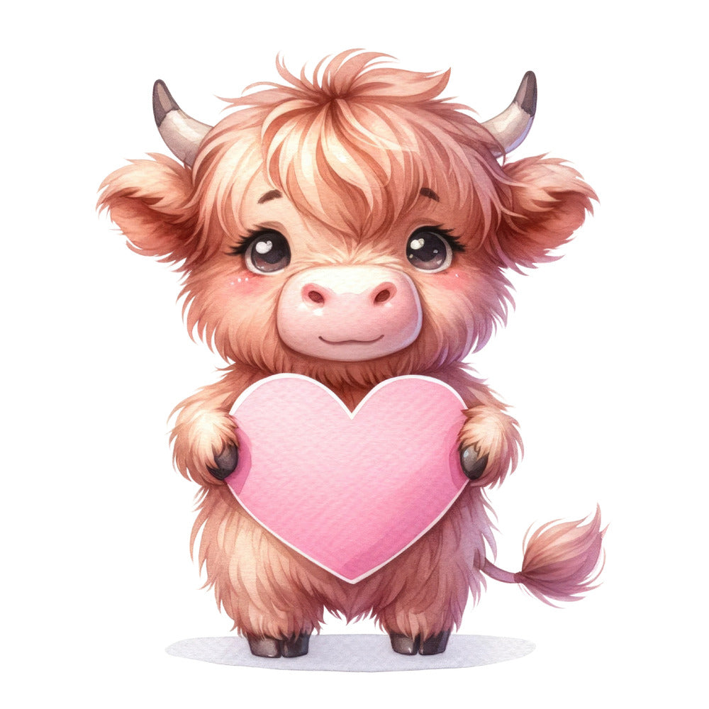 Valentine Highland Cow Fabric Panel 10 QuiltingFabricPanels