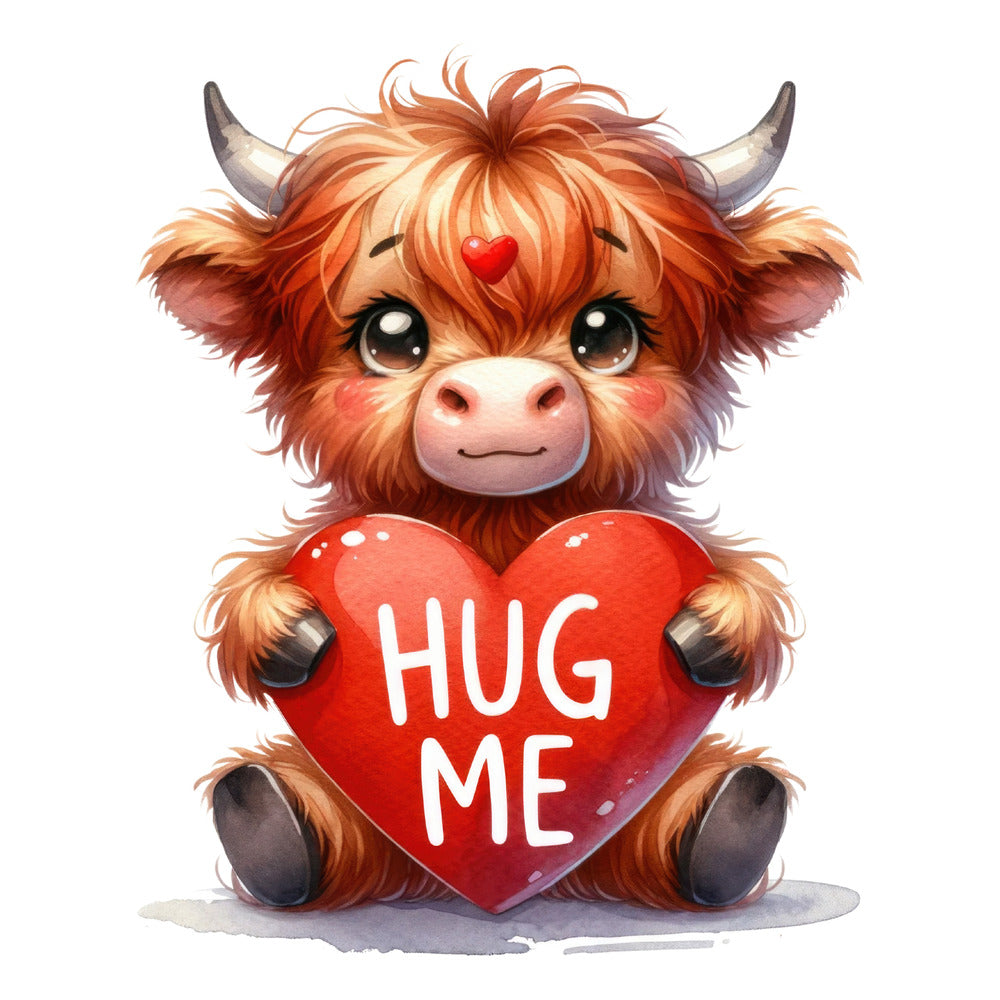 Valentine Highland Cow Fabric Panel 2 QuiltingFabricPanels