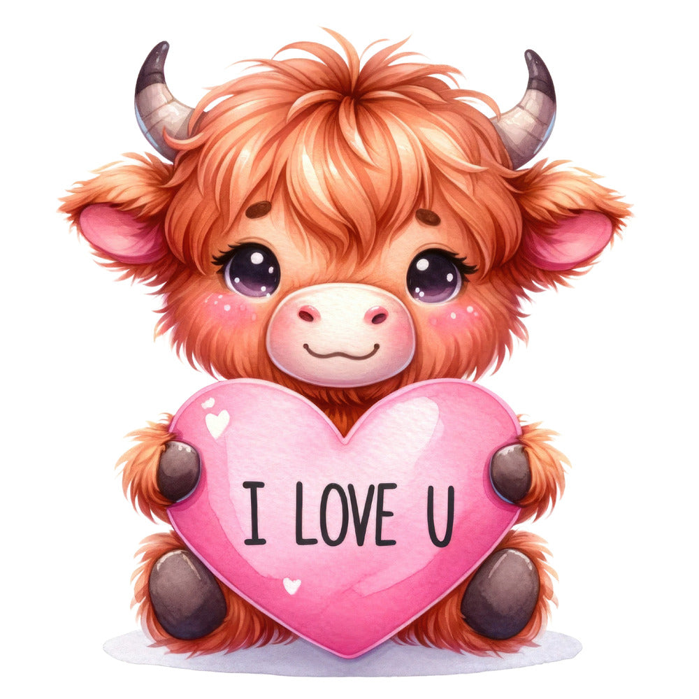 Valentine Highland Cow Fabric Panel 3