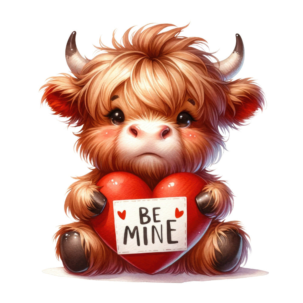 Valentine Highland Cow Fabric Panel 7 QuiltingFabricPanels